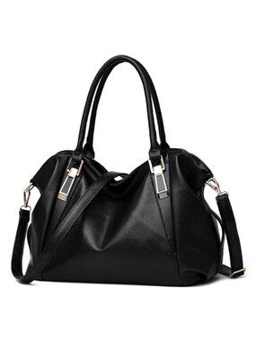 NWT Fashionable Black Vegan Leather Bag - Black